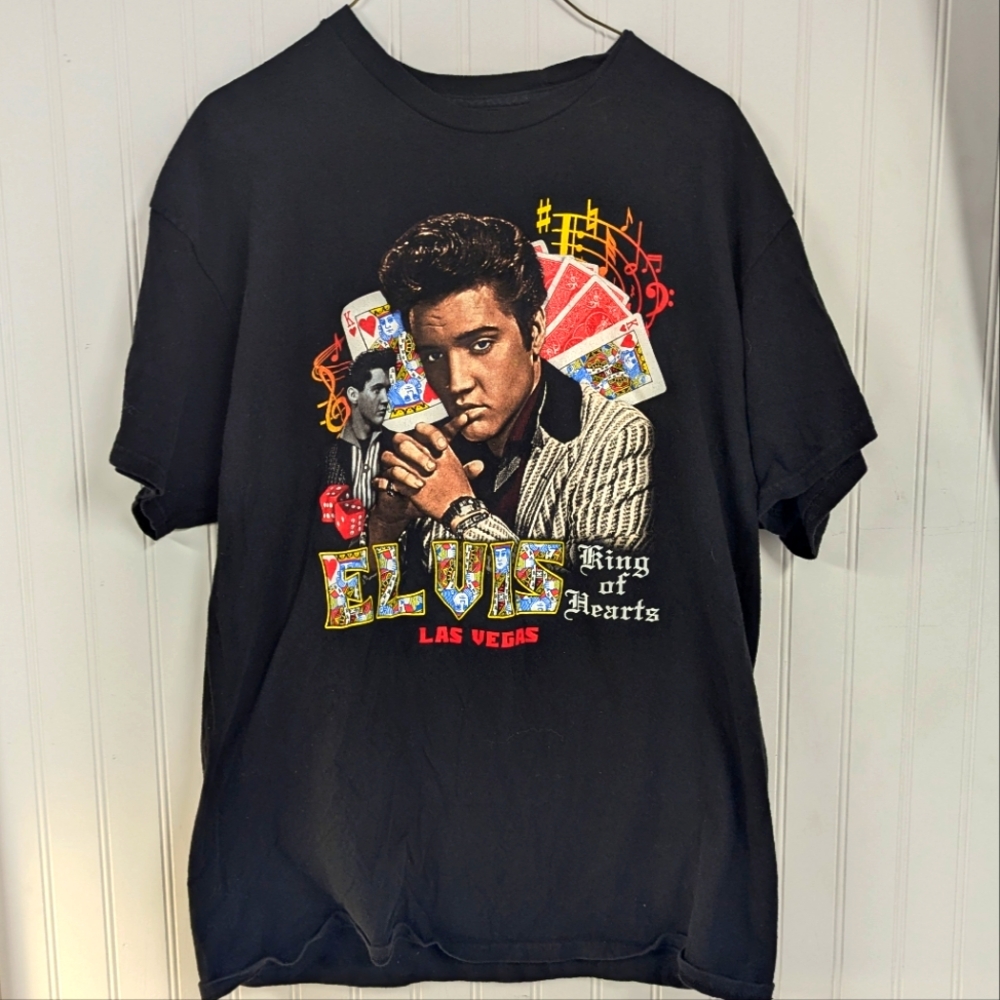 Elvis King Of Hearts T Shirt, Large/XL